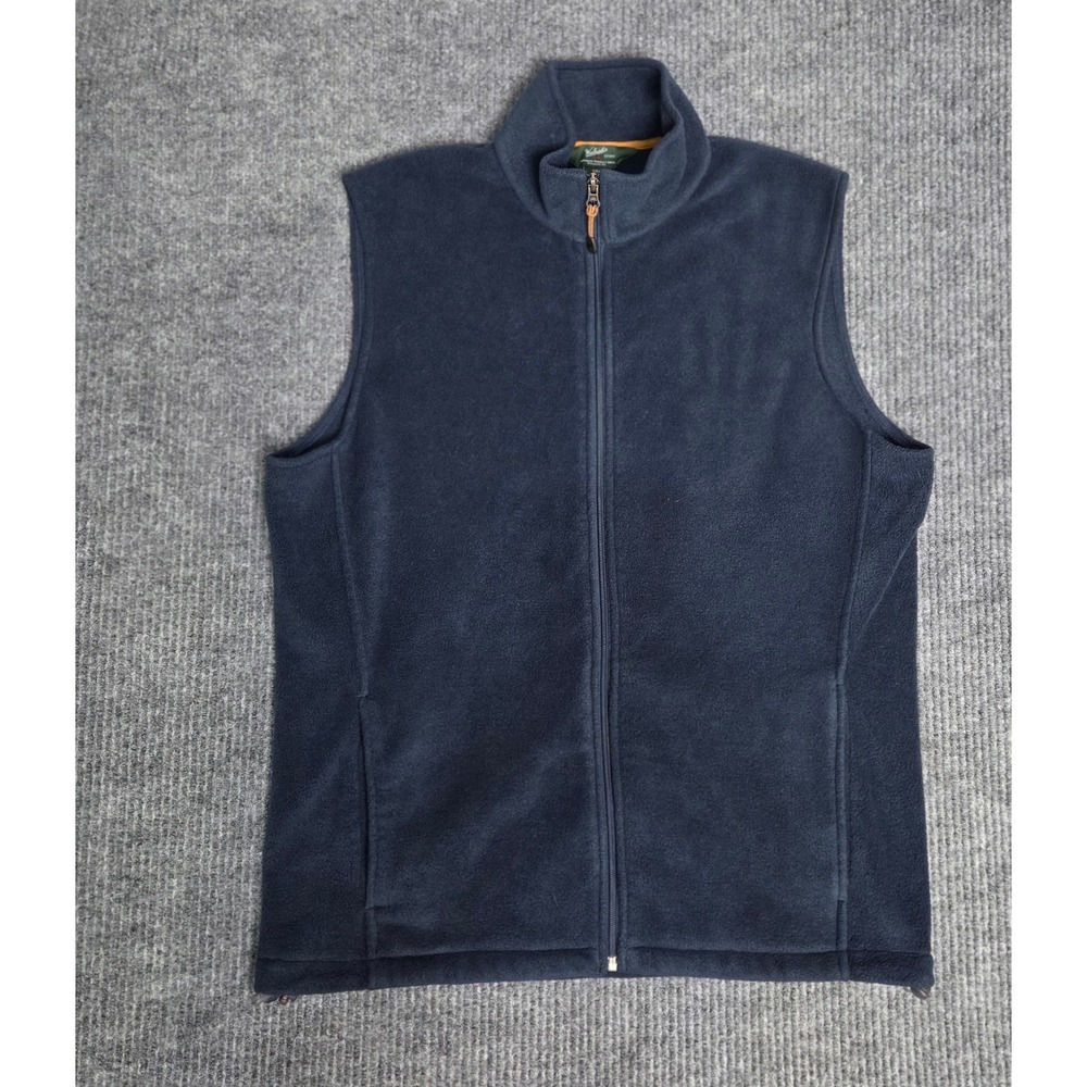 Woolrich Mens Fleece Vest Full Zip Navy Blue L Outdoor Casual Warm Layer